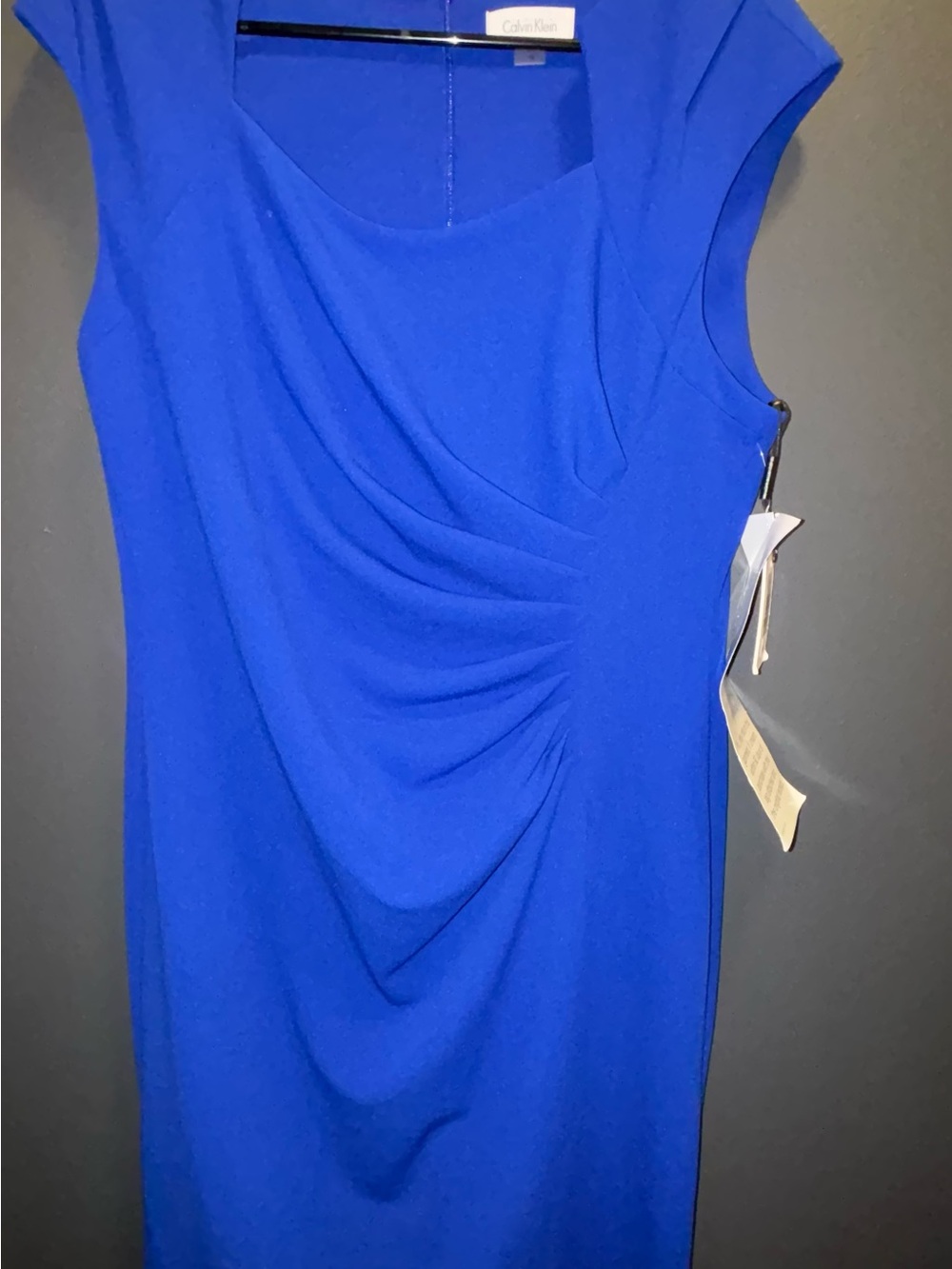Calvin Klein Cobalt Blue Draped Sheath Dress